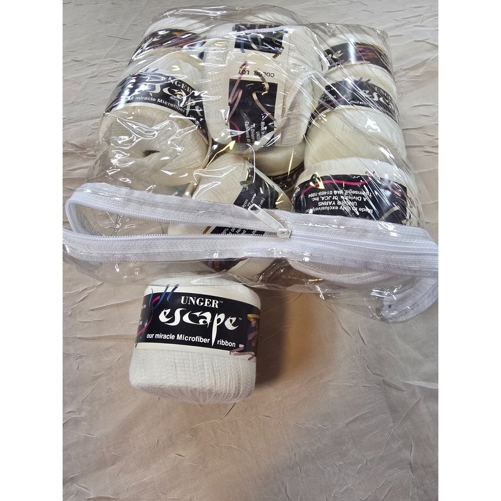 Unger Escape Miracle Microfiber Ribbon Yarn White 100% Rayon 10 Skein Made Italy